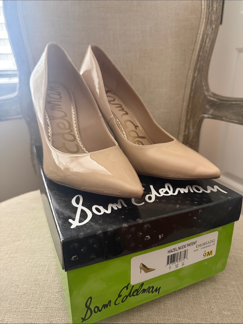 Sam Edelman Hazel Nude Patent Pointed-Toe Pumps